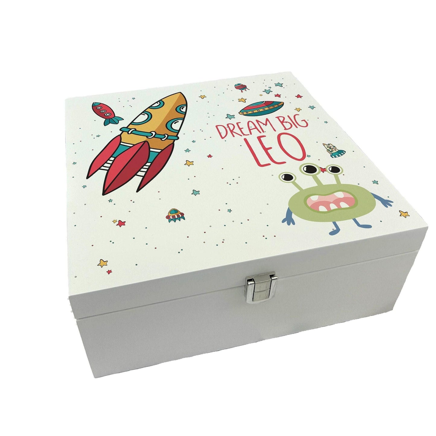 Space Alien Theme Children's Memory Storage Box - Personalised Gift