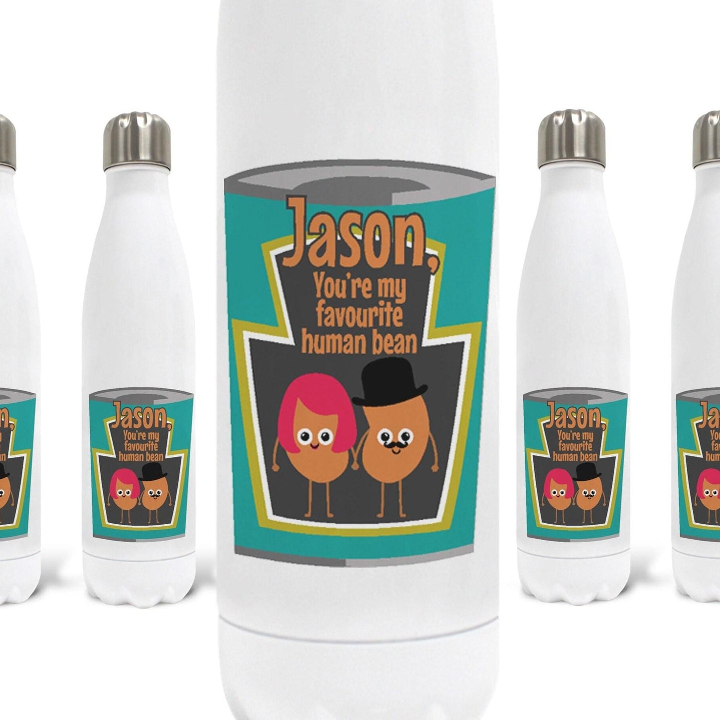 My Favourite Human Bean Baked Beans Heinz Personalised Water Bottle Valentine's Day Boyfriend Girlfriend Gift Partner Love