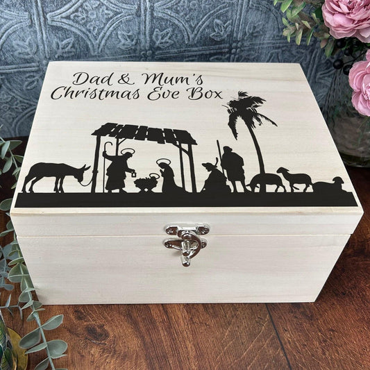 Nativity Scene Silhouette Christmas Eve Box Personalised Gift
