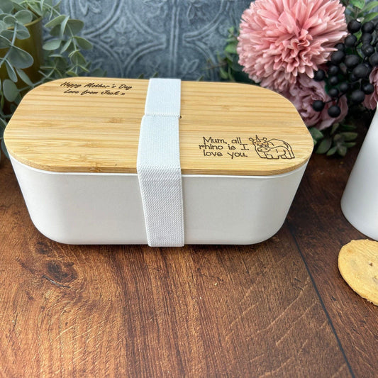 All Rhino Is I Love You Mum - Personalised Bamboo Eco Friendly Lunch Box - Mother's Day Gift