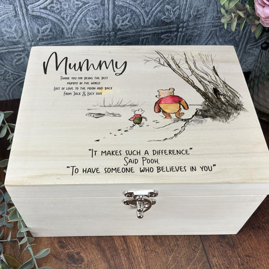 Pooh Bear & Piglet - Personalised Gift - Luxury Deep Wooden Box