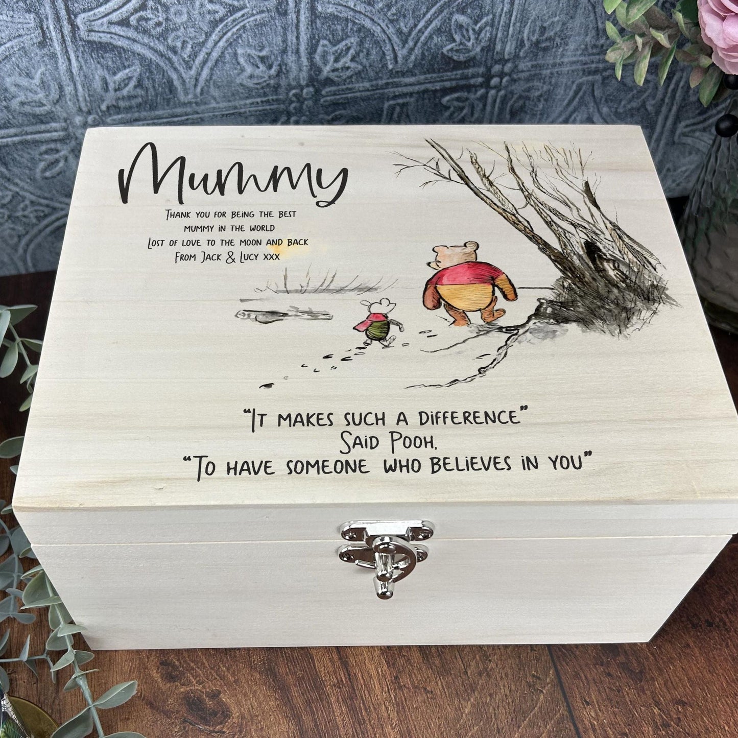 Pooh Bear & Piglet - Personalised Gift - Luxury Deep Wooden Box