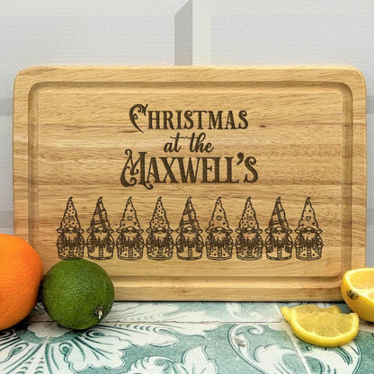 Christmas Gnomes Family Chopping Board Personalised Xmas Gift