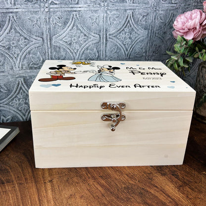 Cinderella Mickey & Minnie Mouse Disney Personalised Memory Box Wedding Gift