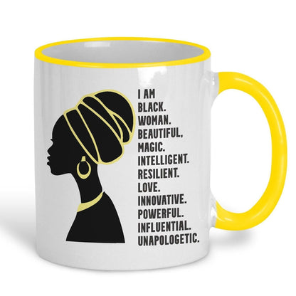 I Am Black Woman Beautiful Afro Hair Personalised Mug