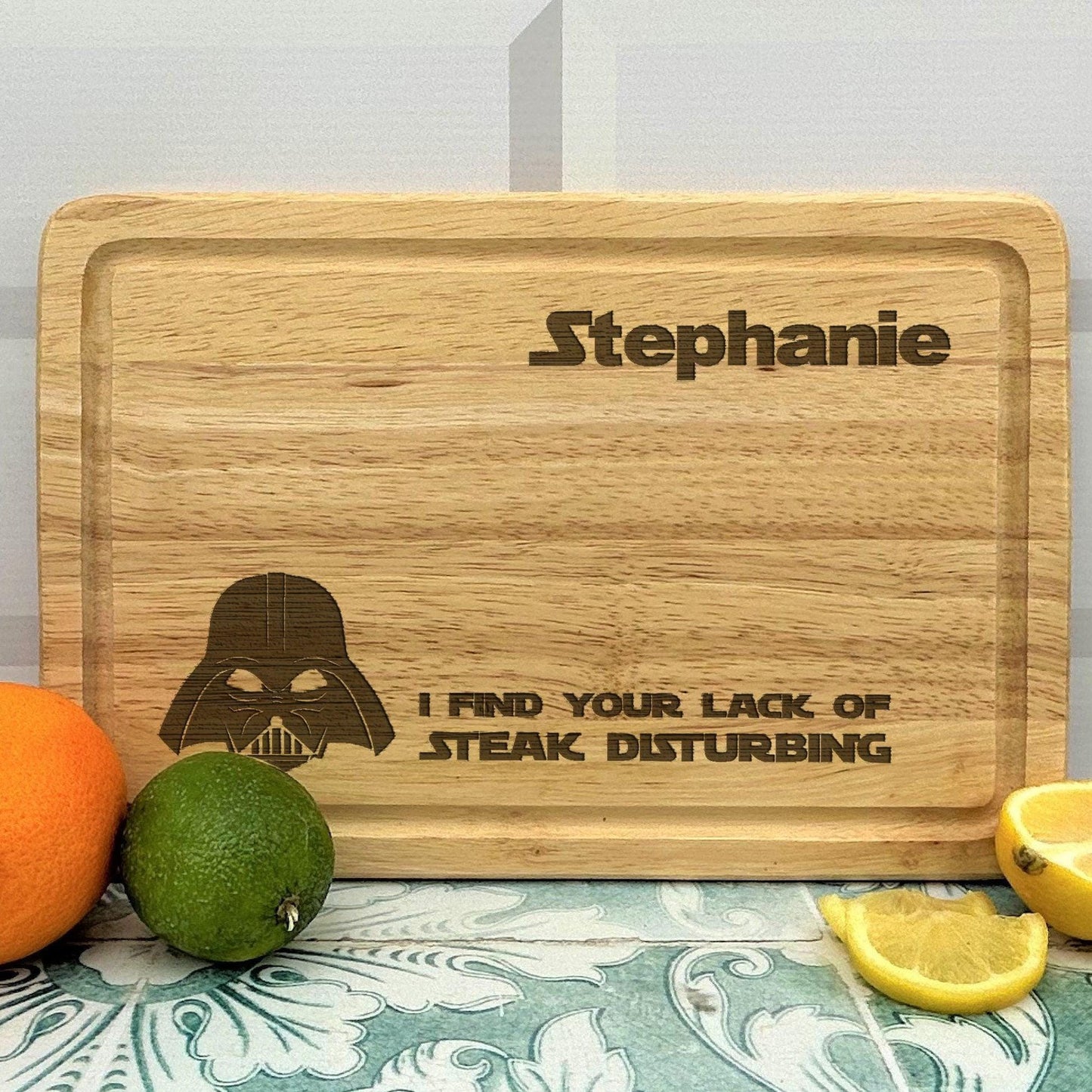 Darth Vader Star Wars Lack of Steak Personalised Chopping Board - Vegan / Vegetarian Gift
