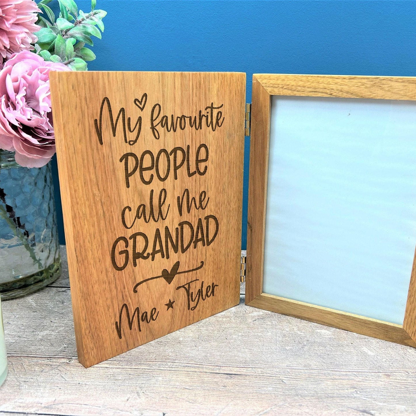 My Favourite People Call Me Grandad Personalised Oak Photo Frame Gift - Baby Announcement