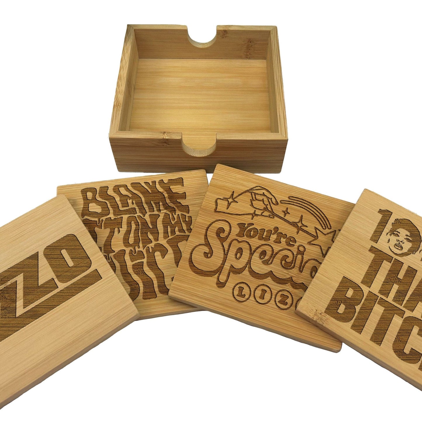 Lizzo Juice Truth Hurts Special Lyrics Engraved Bamboo Coaster Set New Home Décor House Warming Gift Christmas Gift Birthday Present
