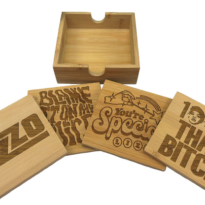 Lizzo Juice Truth Hurts Special Lyrics Engraved Bamboo Coaster Set New Home Décor House Warming Gift Christmas Gift Birthday Present