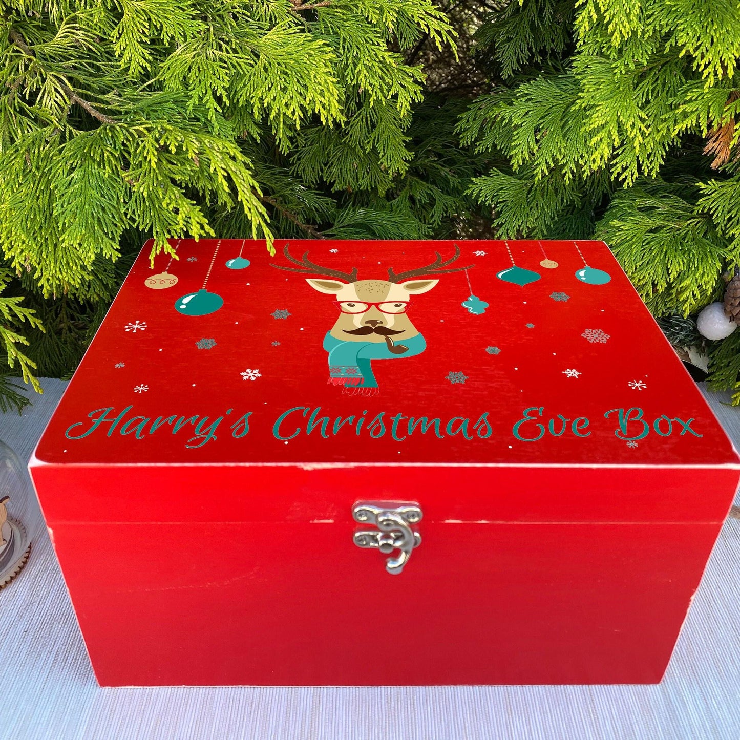 Hipster Reindeer Christmas Eve Treat Box - XMAS Deer Rudolf Personalised Gift