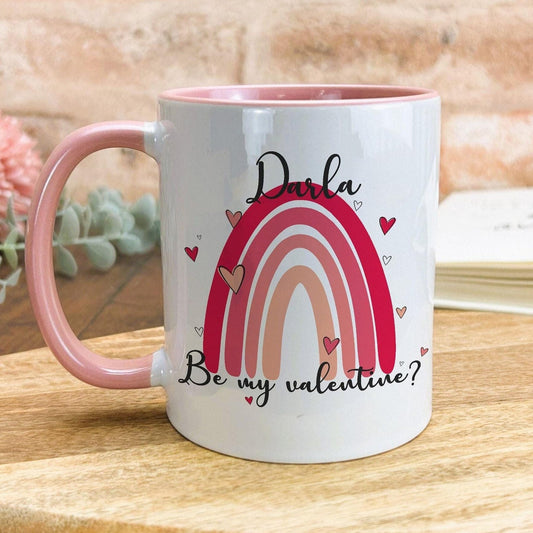 Be My Valentine Rainbow Personalised Valentine's Day Ceramic Mug