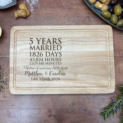 a wooden cutting board with a date printed on it