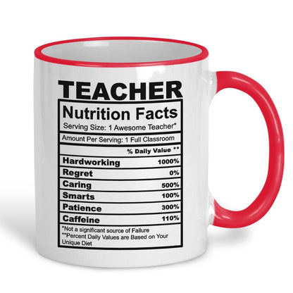 Teacher Nutrition Facts Ceramic Mug