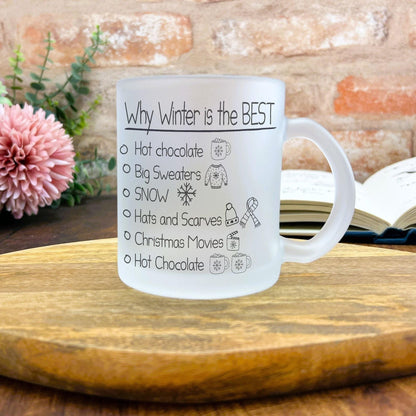 Winter List Hot Chocolate Christmas Mug Personalised Frosted Glass Secret Santa Gift XMAS Stocking Filler