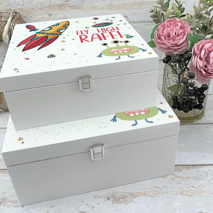 Space Alien Theme Children's Memory Storage Box - Personalised Gift