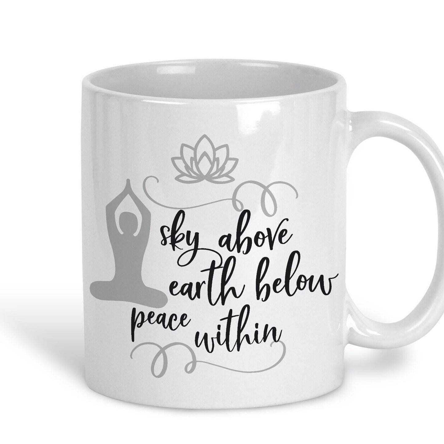 Sky Earth Peace Within White Yoga Personalised Coffee Tea Mug