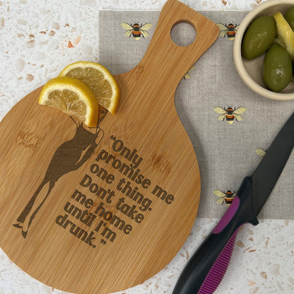 Breakfast at Tiffany's Audrey Hepburn Bamboo Paddle Chopping Board Garnish Drinking Gin Tonic Cocktails Home Bar