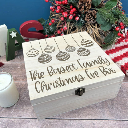 Bauble Design Personalised Wooden Christmas Eve Box - Xmas Treats Gift