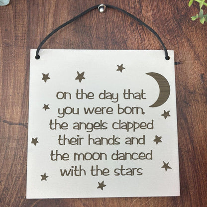 Moon Danced With The Stars - Personalised Plaque - New Baby Christening Gift