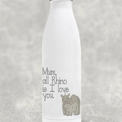 All Rhino Is I Love You Mother's Day Water Bottle | Gift | Personalised | Ceramic | Fathers Day | Birthday | Mummy | New Mum | Grandparent