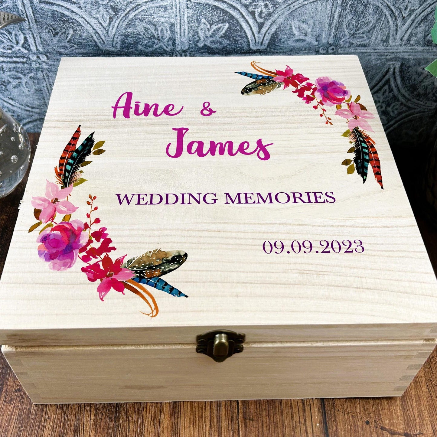 Floral Mr & Mrs Wedding Personalised Keepsake Memory Box