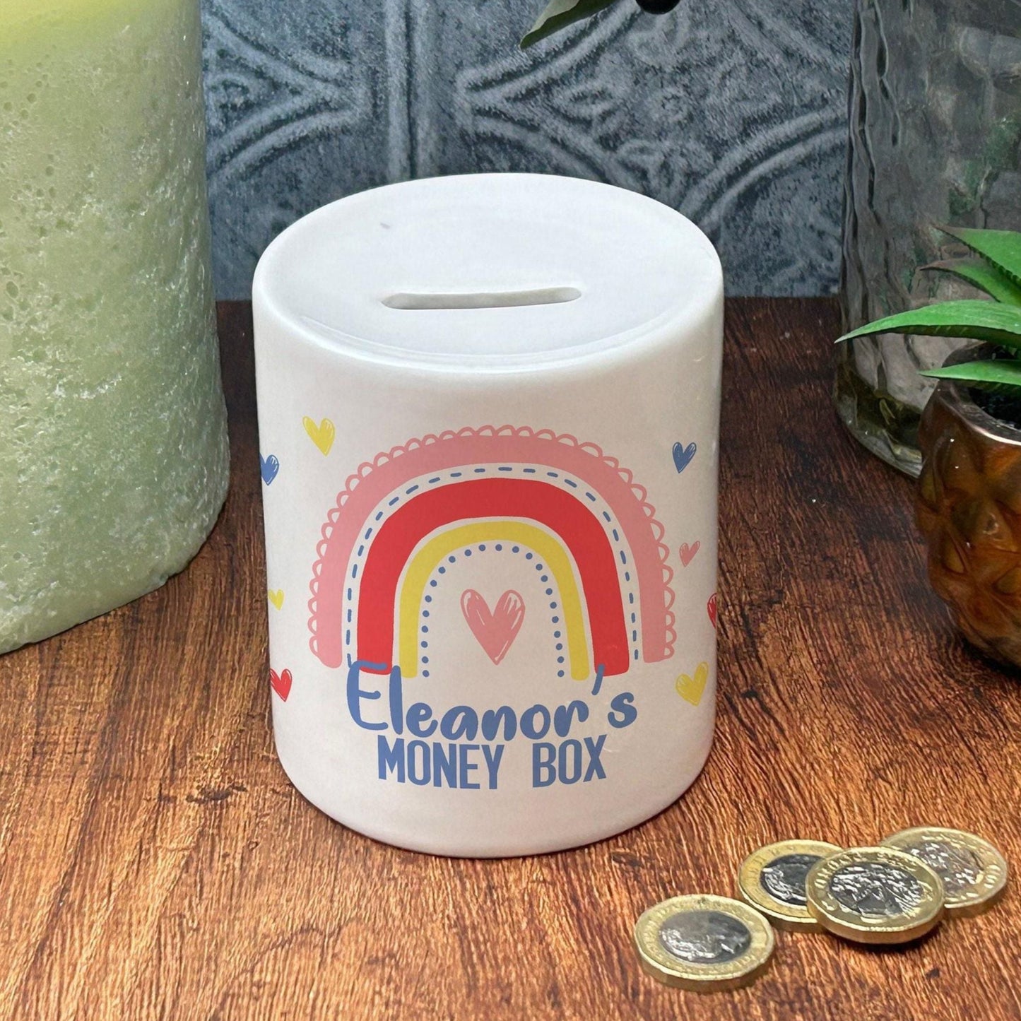 Rainbow Ceramic Money Box - Personalised Gift