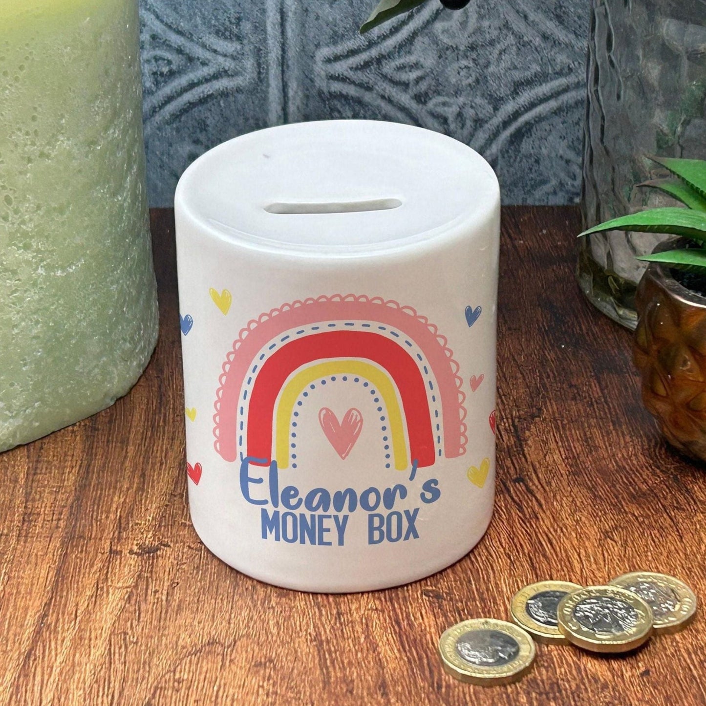 Rainbow Ceramic Money Box - Personalised Gift