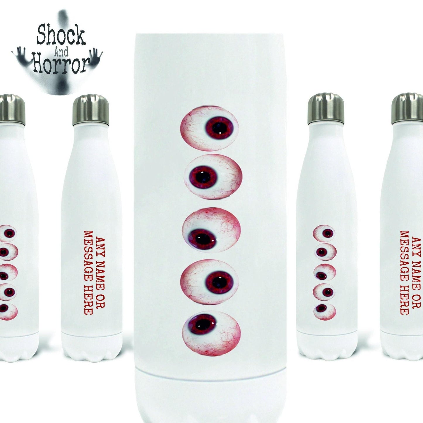 Personalised Eyeball Shock Image Reusable Metal Water Bottle