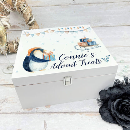 Penguin Sleigh Christmas Eve Box Treats Box - Personalised XMAS Gift