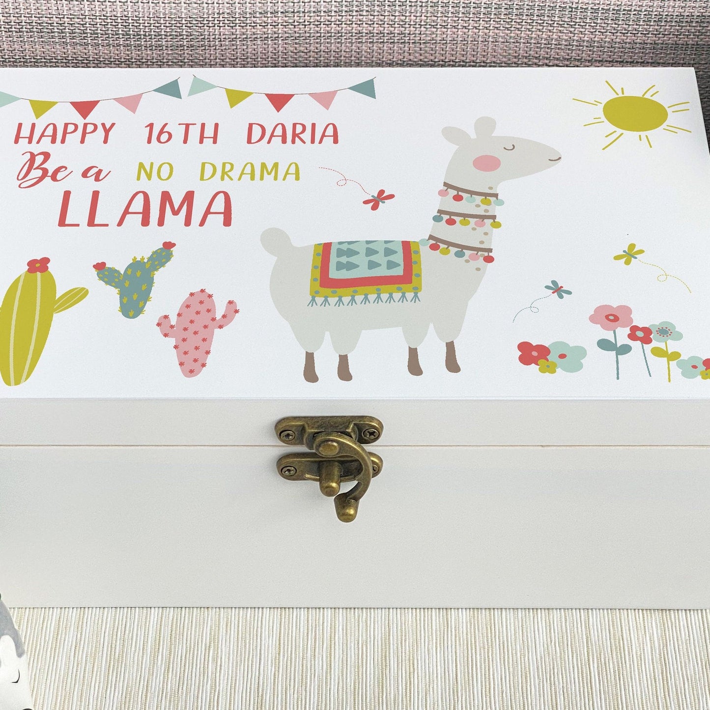 Be A No Drama Llama Personalised Jewellery Trinkets Box - Birthday Gift