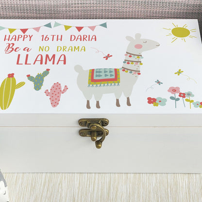 Be A No Drama Llama Personalised Jewellery Trinkets Box - Birthday Gift