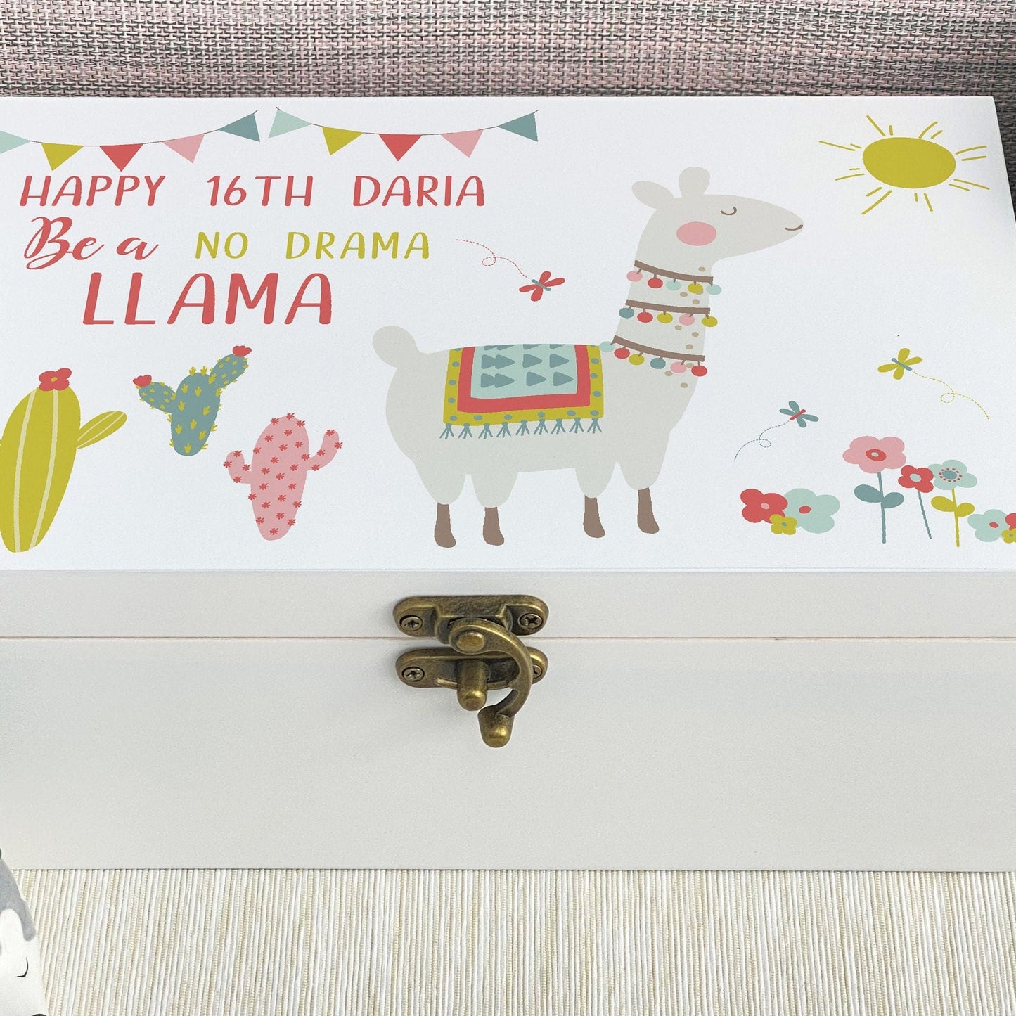 Be A No Drama Llama Personalised Jewellery Trinkets Box - Birthday Gift