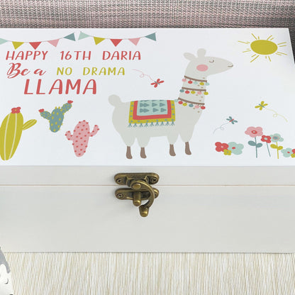 Be A No Drama Llama Personalised Jewellery Trinkets Box - Birthday Gift