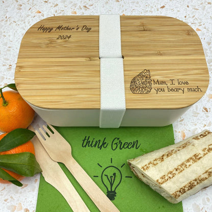 Love You Beary Much Mum Personalised Lunch Box Bamboo Eco - Mother's Day Gift