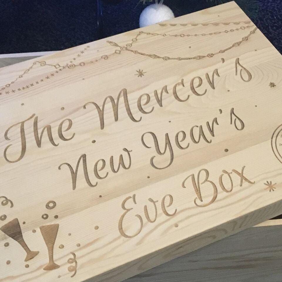 New Years Day Eve Hamper Gift Treats Personalised Box Family Gift Festive Winter