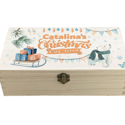 Polar Bear Printed Christmas Eve Treats Box - Personalised XMAS Gift
