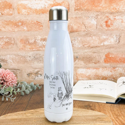 Winnie the Pooh and Piglet, Never Forget Teacher Personalised Gift Water Bottle
