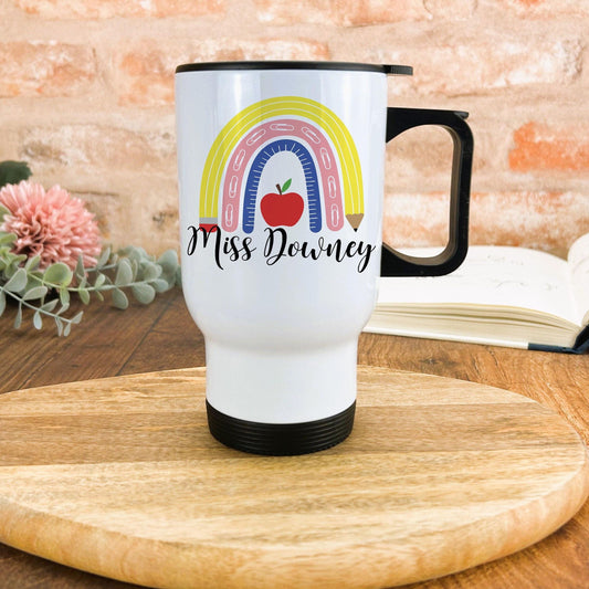 Teacher Rainbow Personalised Travel Mug Gift