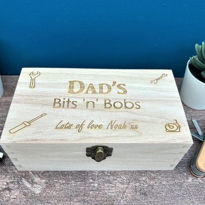Dads Bits N Bobs Engraved Box - Father's Day Gift - Personalised - Tool Storage