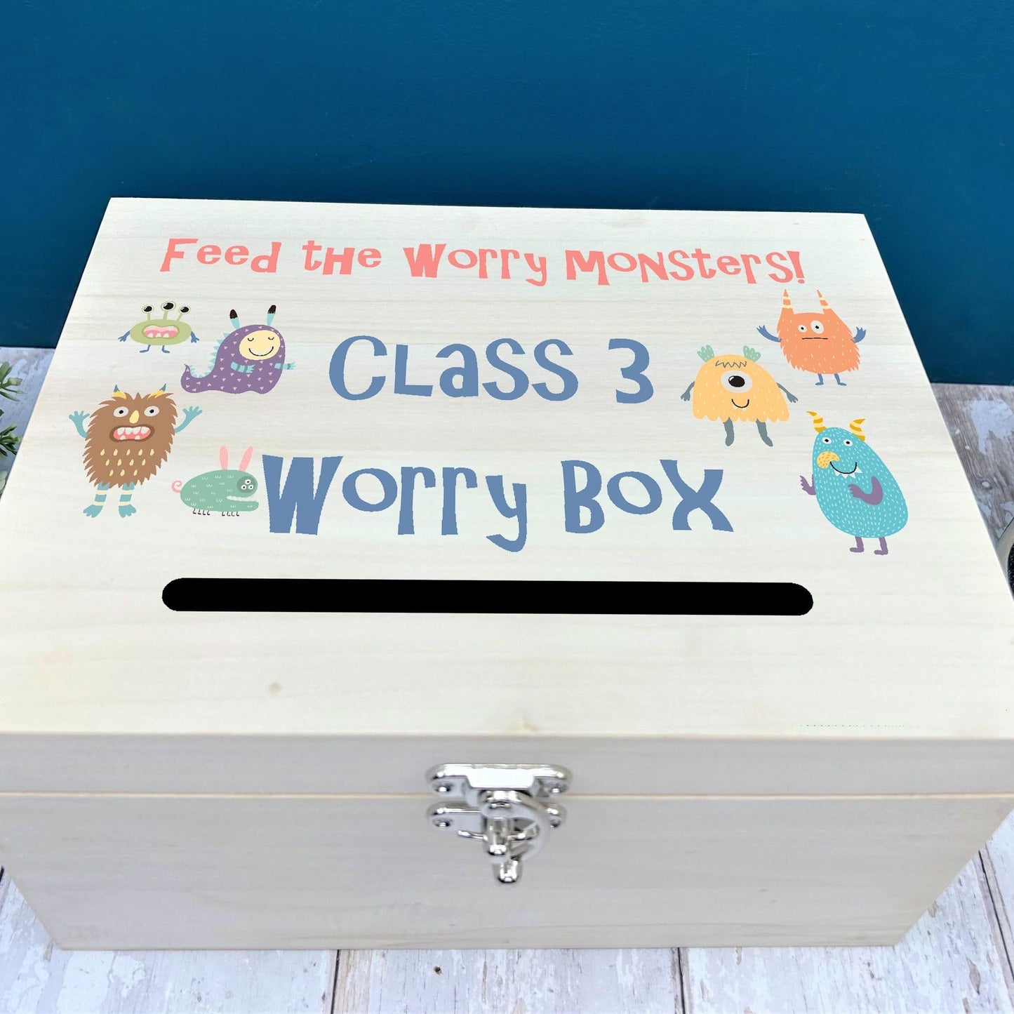 Colourful Monsters Worry Box - Primary School Personalised Dropbox