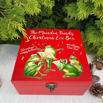 Hoppy Christmas - Frog Christmas Carollers - Vintage Design - XMAS Eve Treat Box - Personalised Gift