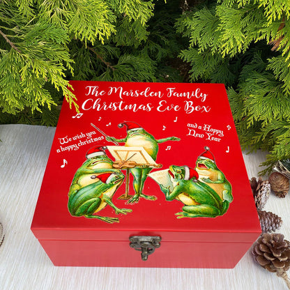 Hoppy Christmas - Frog Christmas Carollers - Vintage Design - XMAS Eve Treat Box - Personalised Gift
