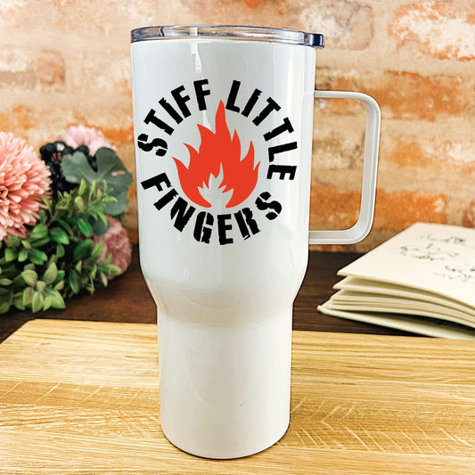 Stiff Little Fingers Logo - Northern Ireland Dialect - Personalised Travel Mug