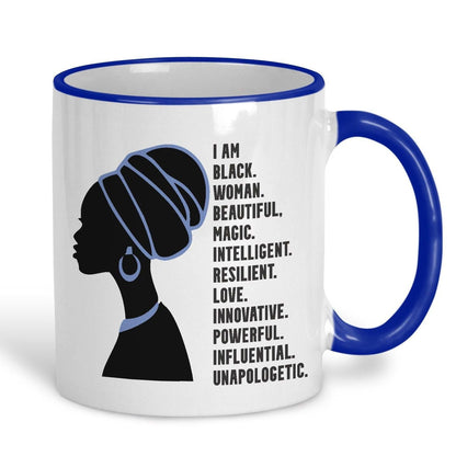 I Am Black Woman Beautiful Afro Hair Personalised Mug