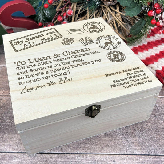 Letter From Santa and Elves Wooden Personalised Christmas Eve Box