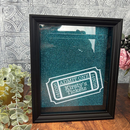 Ticket Box Keepsake - Personalised Frame Memory Box Gift - Concerts Football