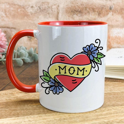 Mom American Traditional Style Tattoo Personalised Ceramic Mug