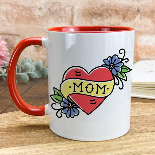 Mom American Traditional Style Tattoo Personalised Ceramic Mug