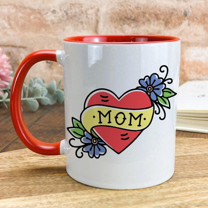 Mom American Traditional Style Tattoo Personalised Ceramic Mug