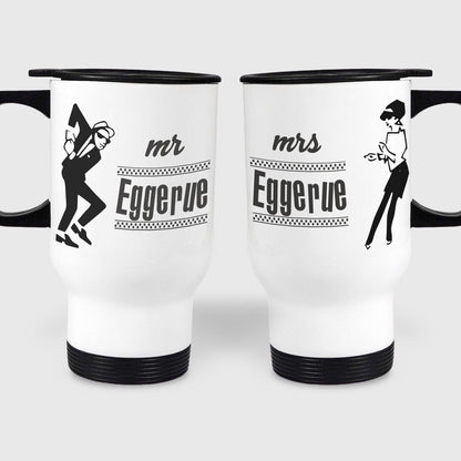 Ska Mr & Mrs Travel Mug Set Two Tone Music Reggae Personalised Wedding Anniversary Gift Skank